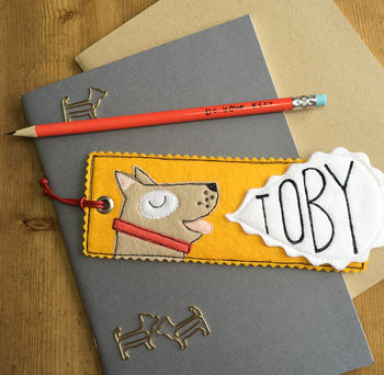 Personalised Happy Dog Name Bookmark For Children, 5 of 8