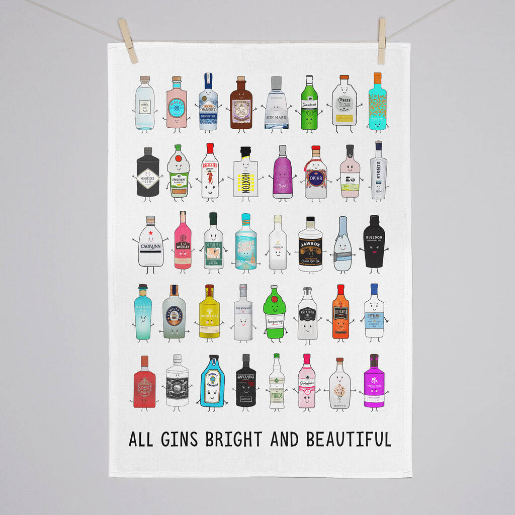 'All Gins Bright And Beautiful' Gin Tea Towel By Of Life & Lemons