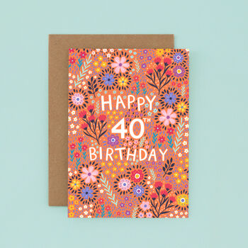 40th Birthday Card For Women, Floral 40th Card, For Her, 2 of 2