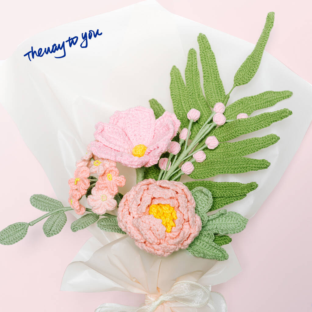 Pink Perfection Crochet Flower Bouquet By The Way to You