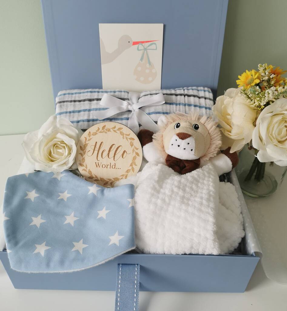 New Baby Boy Summer Muslin Swaddle Gift Box By Beatrice & Barley