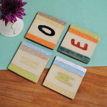 Ceramic Letters Wall Tiles Or Coasters Bright Coloured, 3 of 9