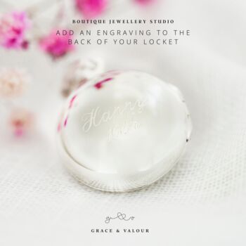 Engraved Birthflower Round Sterling Silver Locket, 6 of 12