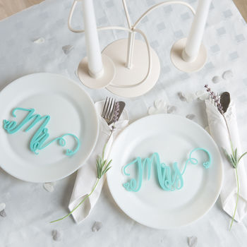 Mr And Mr Mrs Wedding Place Settings Table Decorations, 3 of 4