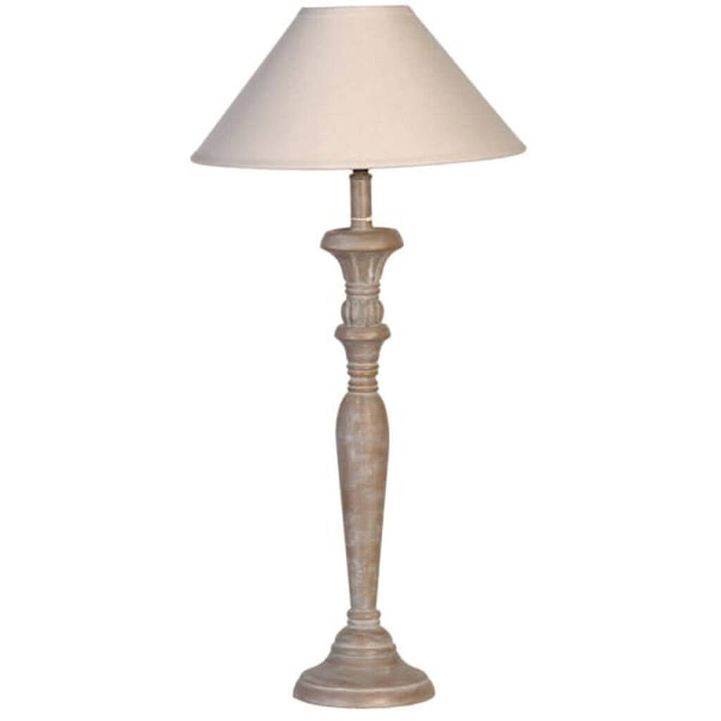 Grey Wash Wooden Candlestick Table Lamp By The Orchard Furniture