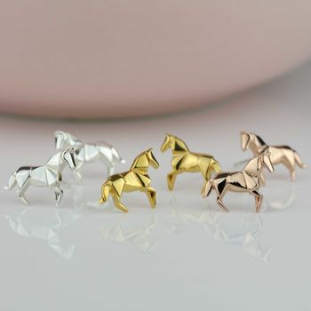 Sterling Silver Origami Horse Earrings, 5 of 6