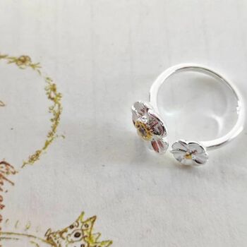 Silver Plated Tiny Sunflower Floral Ring Jewelry, 5 of 7