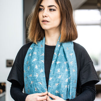 Swooping Swallows Foil Scarf Gift, 2 of 10