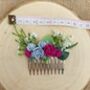 Bright Pink And Dusky Blue Flower Hair Comb, thumbnail 6 of 6