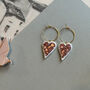 Glitter Heart Embroidered Fabric Hoop Earrings, thumbnail 4 of 5