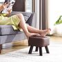 Solid Wood Stool Pouffe Chairs Padded Seat Footrest, thumbnail 1 of 6