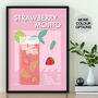 Strawberry Mojito Cocktail Print Four Colour Options, thumbnail 1 of 8