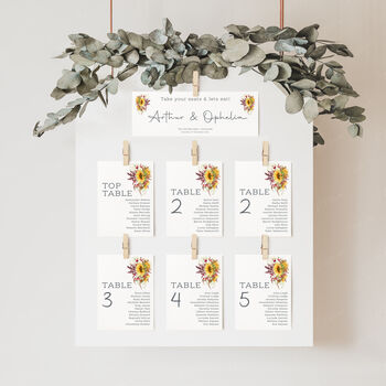 Wedding Seating Plan Cards Autumn Sunflower, 4 of 4