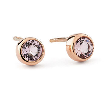 Solid Rose Gold Morganite Solitaire Studs, 5 of 7