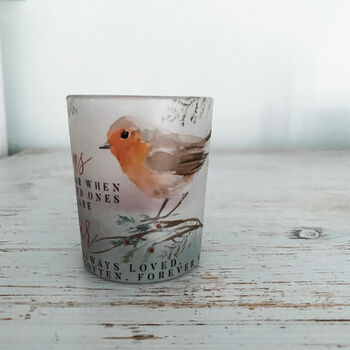 Personalised Robin Glass Tealight Candle Holder, 5 of 7