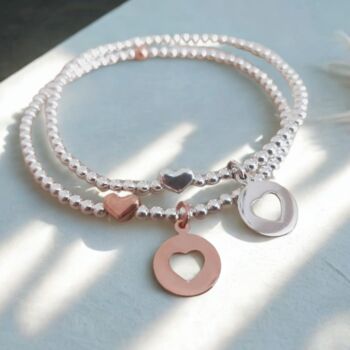 Sterling Silver Or Rose Gold Heart Charm Bracelet, 4 of 6