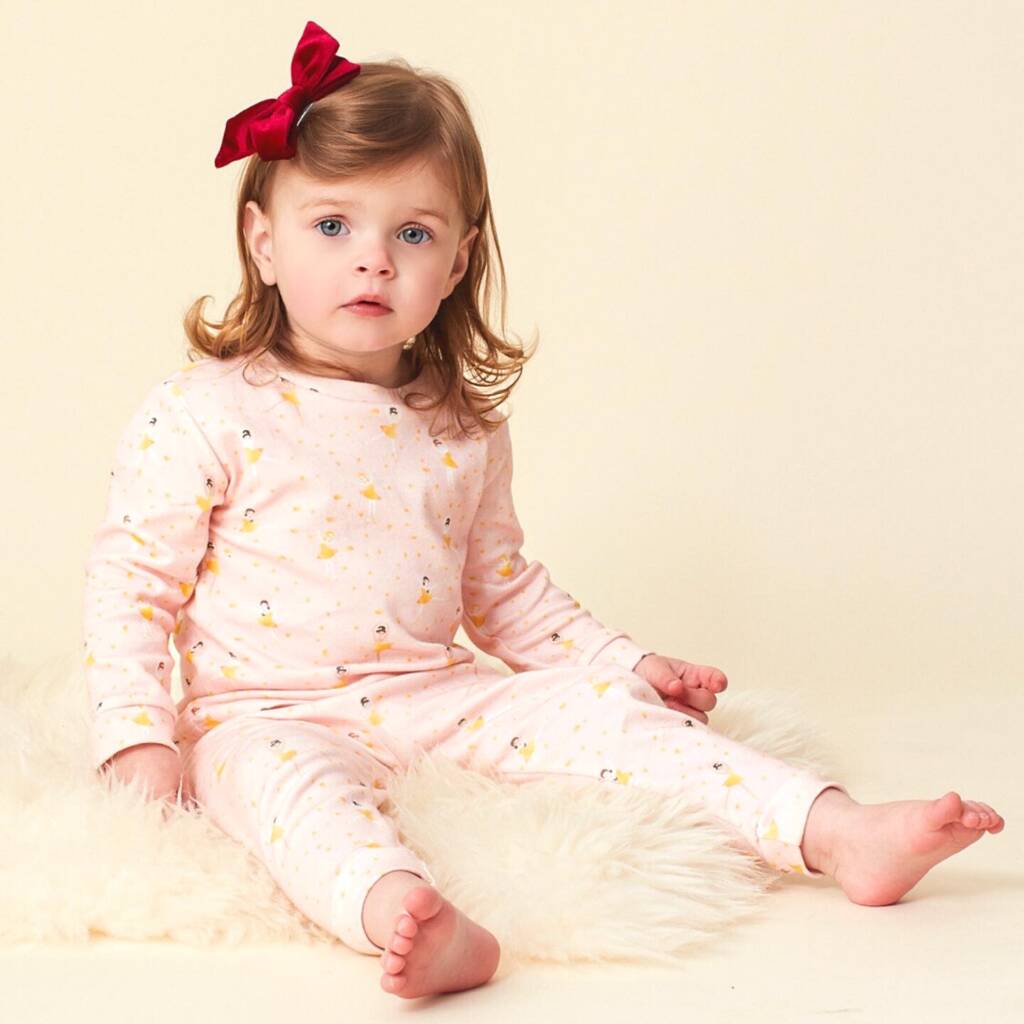 Baby And Children's Pink Ballerina Print Cuffed Pyjamas, 1 of 6