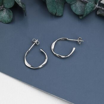 Sterling Silver Mobius Hoop Stud Earrings, 6 of 11