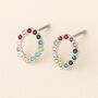 Twinkling Silver Plated Rainbow Halo Stud Earrings, thumbnail 1 of 5