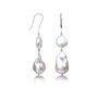 Keshi Coin And Baroque Pearl Earring In Sterling Silver, thumbnail 1 of 3