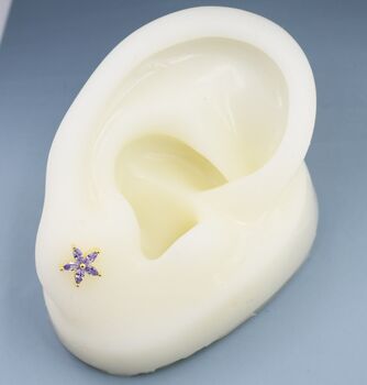 Amethyst Purple Cz Flower Barbell Earrings, 5 of 12