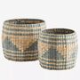 Round Rush Baskets, Grey, Set Of Two, thumbnail 1 of 3