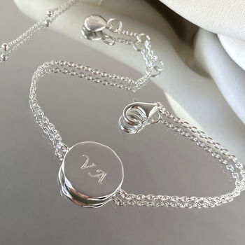 Personalised Sterling Silver Faceted Disc Bracelet, 2 of 9