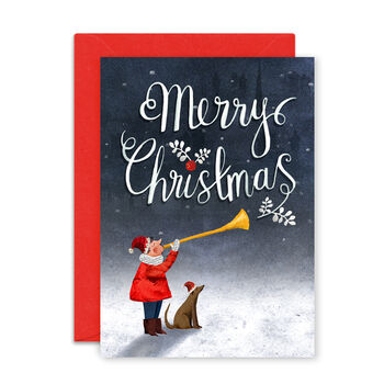 Illustrated Trumpet Player Christmas Card, 2 of 2