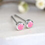 Mini Sterling Silver Light Pink Opal Stud Earrings, thumbnail 3 of 11