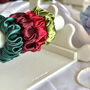 Two Personalisable Christmas Wide Band Satin Scrunchies, thumbnail 1 of 6