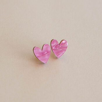 I Heart You Stud Heart Earrings In Red, Pink Or Lilac, 2 of 4
