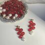 Scarlet Grape Cluster Pearls Earrings, thumbnail 6 of 7