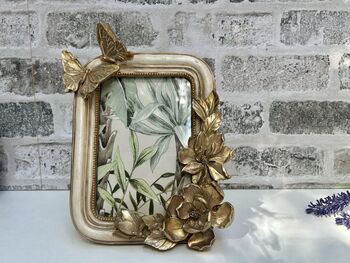 Cream And Gold Butterfly Photo Frame – 6x4 Inch Portrait, 4 of 10