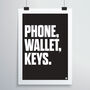 Phone, Wallet, Keys Print, thumbnail 3 of 4