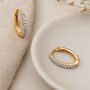 Solid 9ct Yellow Gold Diamond Huggie Hoop Earrings, thumbnail 3 of 6
