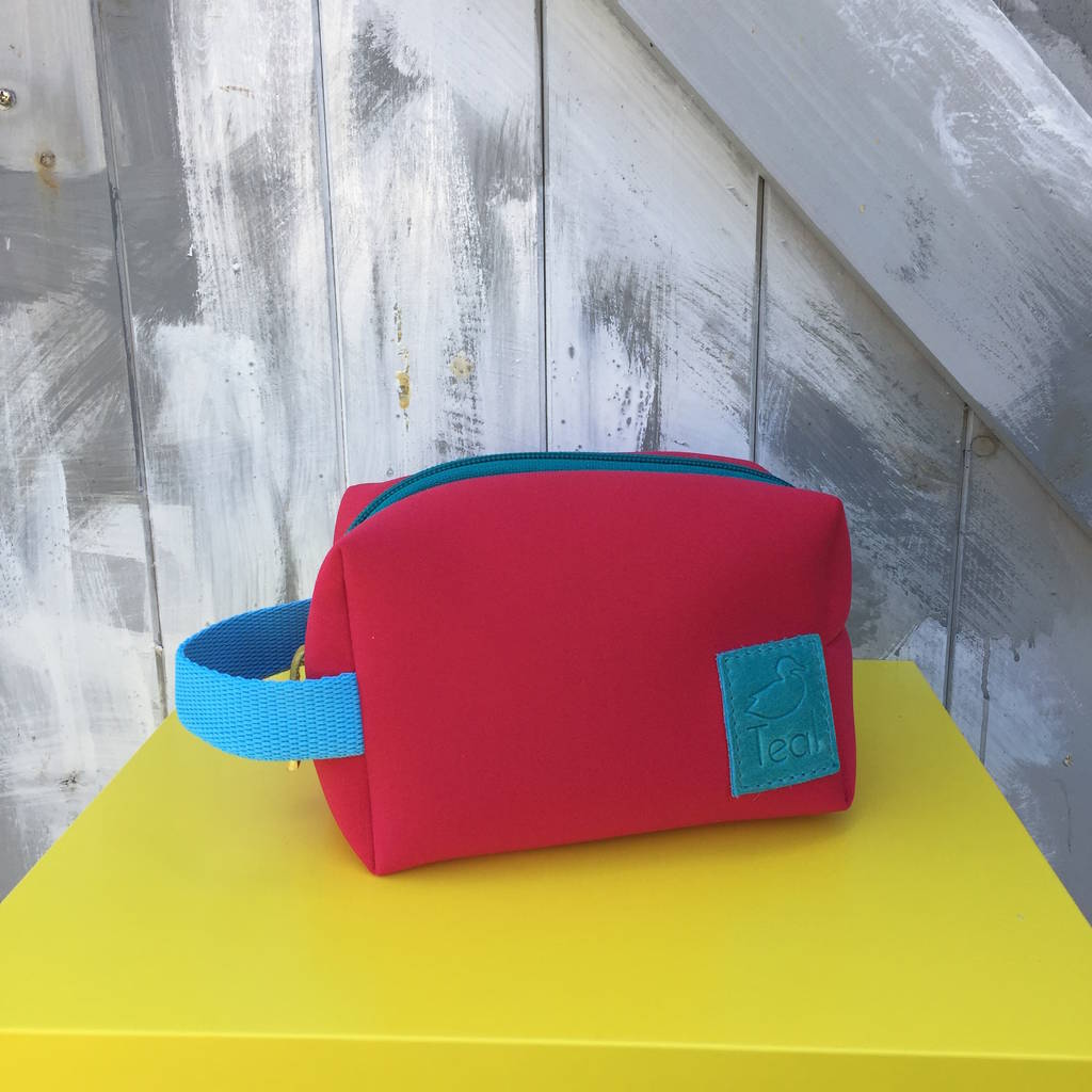 Neoprene Small Wash Bag/ Makeup Case By Teal