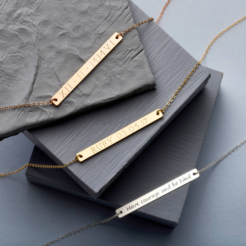 Personalised Long Bar Message Necklace By Full Circle Designs