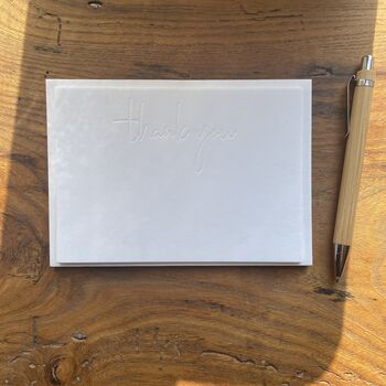 Six Luxury Wedding Thank You Hand Pressed Note Cards, 5 of 8