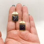 Square Shape Navy And Gold Foil Drop Earrings, thumbnail 2 of 9