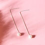 Long Silver Pearl Earrings, thumbnail 2 of 7