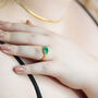 Green Onyx Gemstone Ring With A Triple Baguette Cut, thumbnail 2 of 7