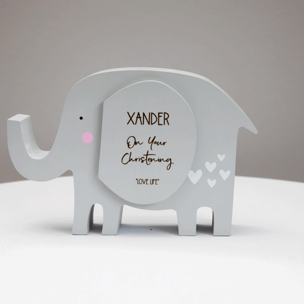Personalised Elephant Money Box For Christening Baptism, thumbnail 2 of 7