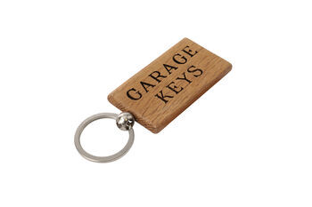 Bramble Farm 'Garage Keys' Rectangular Oak Keyring, 3 of 4