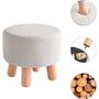 Wooden Footstool Ottoman Pouffe Padded Stool Chair, thumbnail 6 of 12