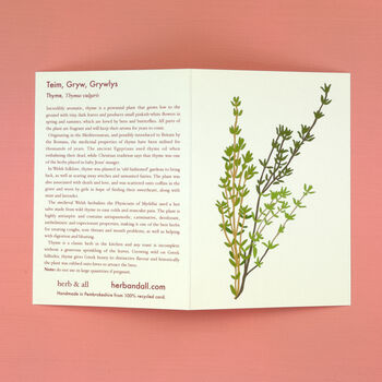 Teim Welsh Greeting Card With Thyme Seeds, 2 of 6