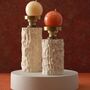 Set Of Two Travertine Candle Holder Pair With Brass Tops, thumbnail 1 of 2