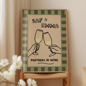 Personalised Partners In Wine Funny Friend Print, 2 of 12