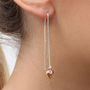 Plated Rose Gold And Silver Pull Through Heart Earrings, thumbnail 1 of 5