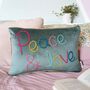 Peace And Love Embroidered Velvet Cushion, thumbnail 2 of 5
