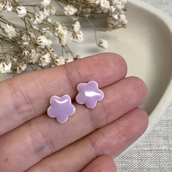 Tiny Lilac Pastel Flower Stud Earrings, 7 of 8